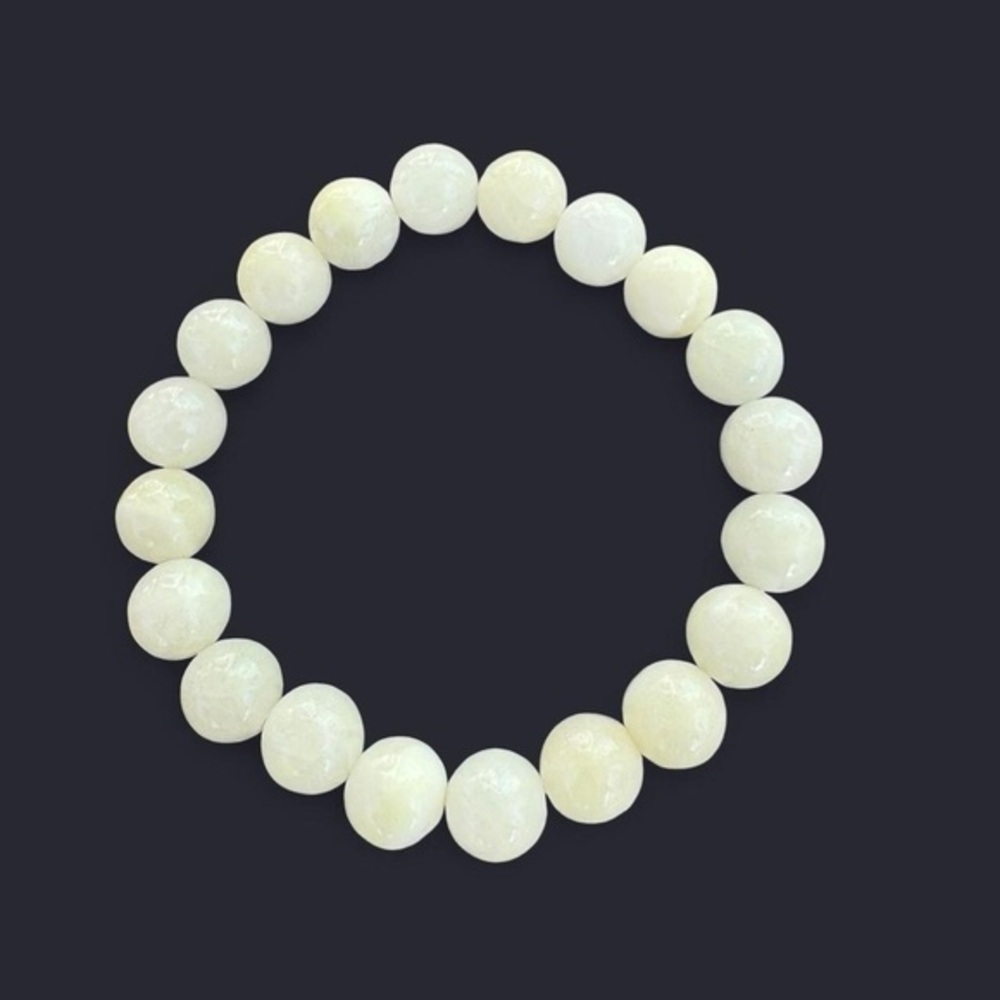 Pastel Yellow Quartz Gemstone Bead Bracelet 10mm